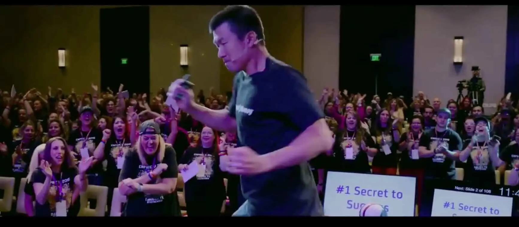 Simon dancing Empire U 2019 Simon Chan speaking at Jessie Lee Ward's Empire U network marketing team event